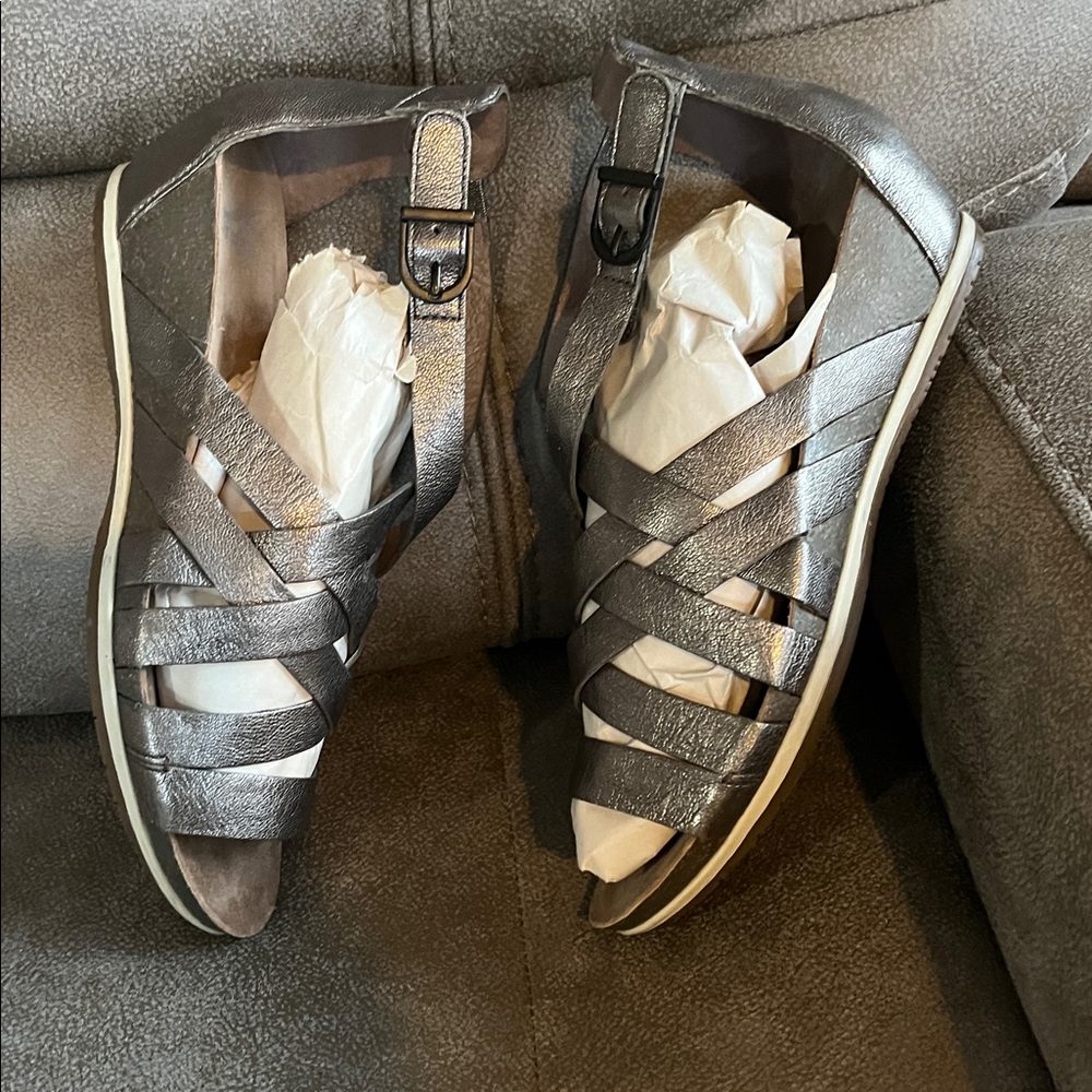 Dansko Vivian Gladiator Strappy Metallic Leather Sandals - Picture 5 of 12